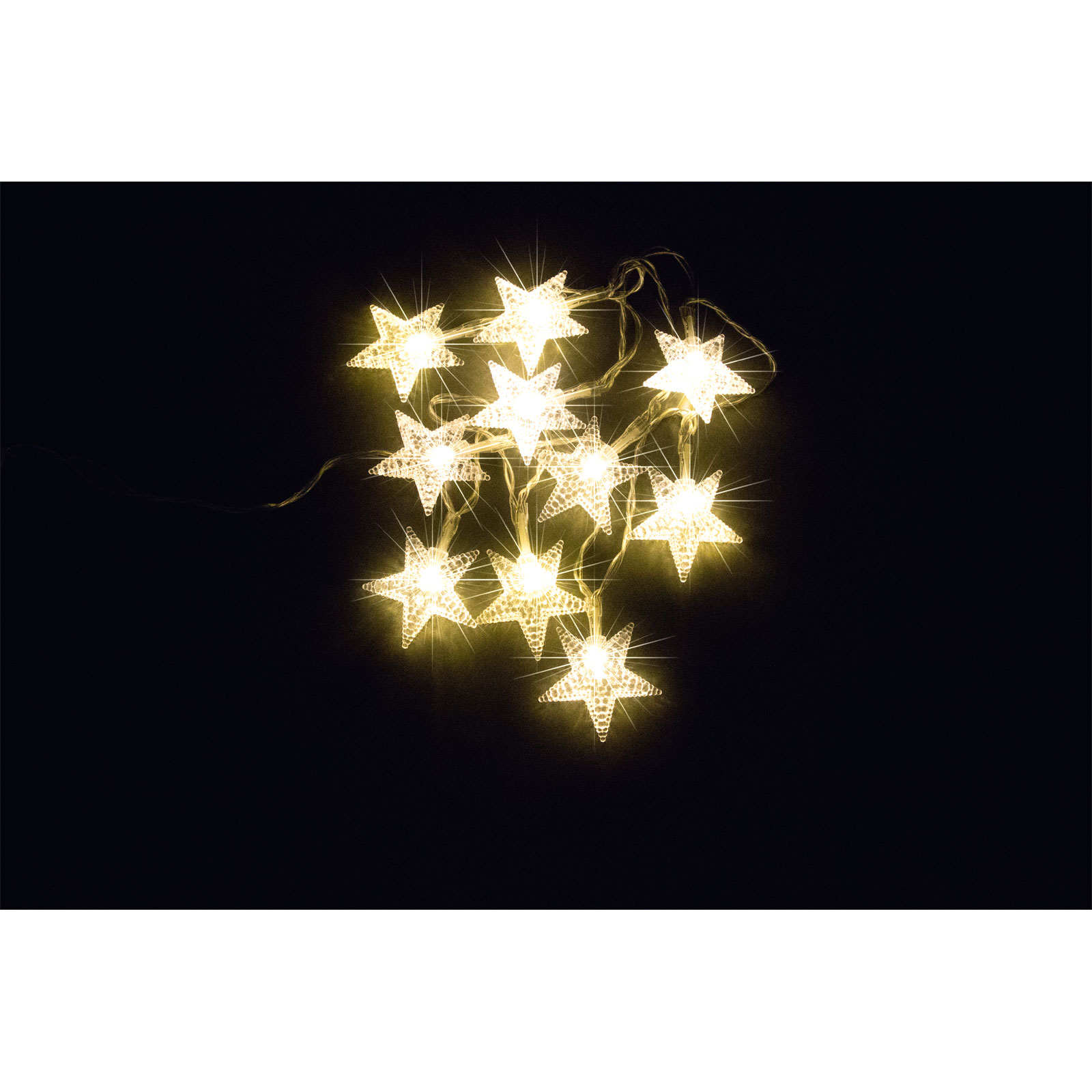 LED-Kette Sterne 10 LEDs mit Timer warmweiß