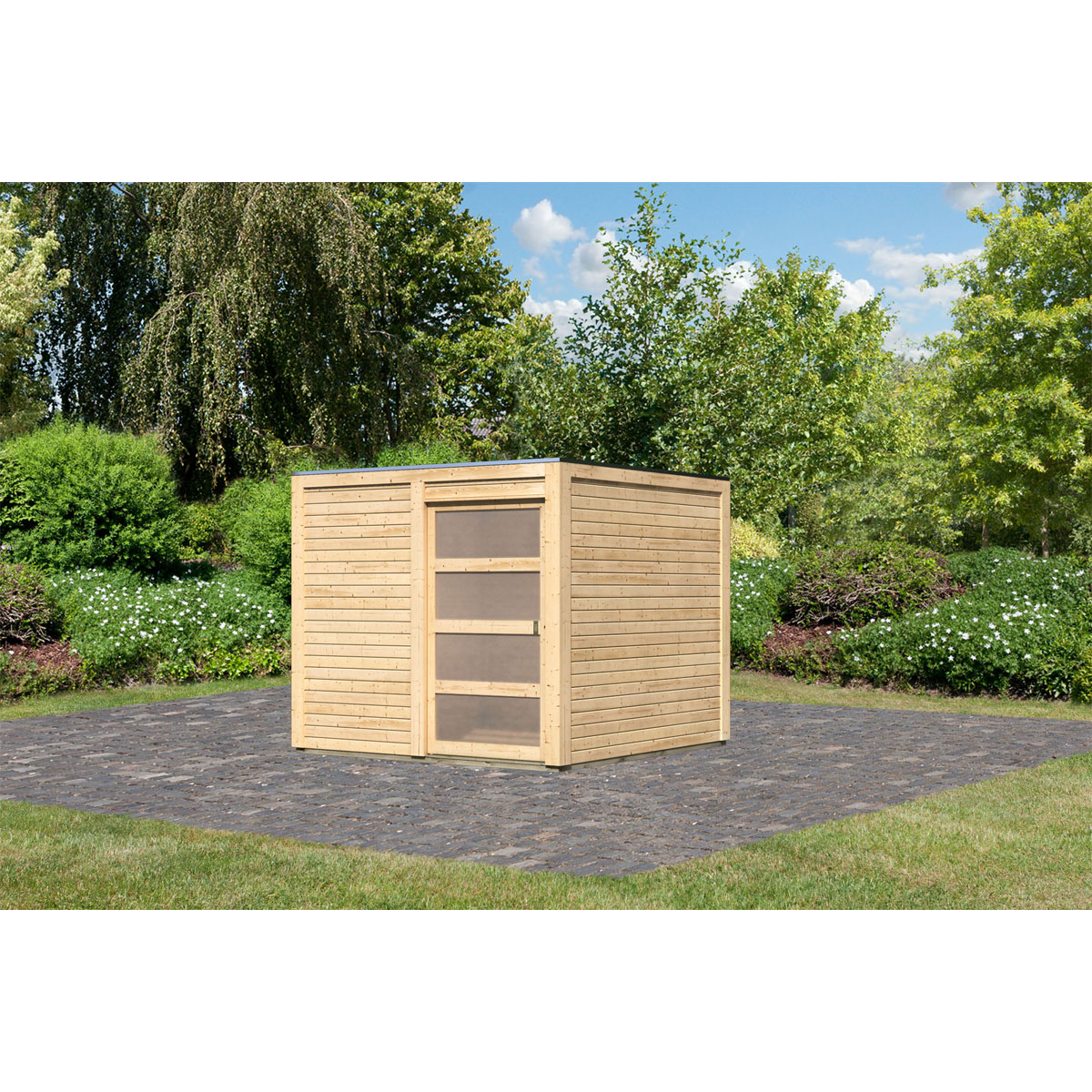 Karibu Gartenhaus Qubic naturbelassen