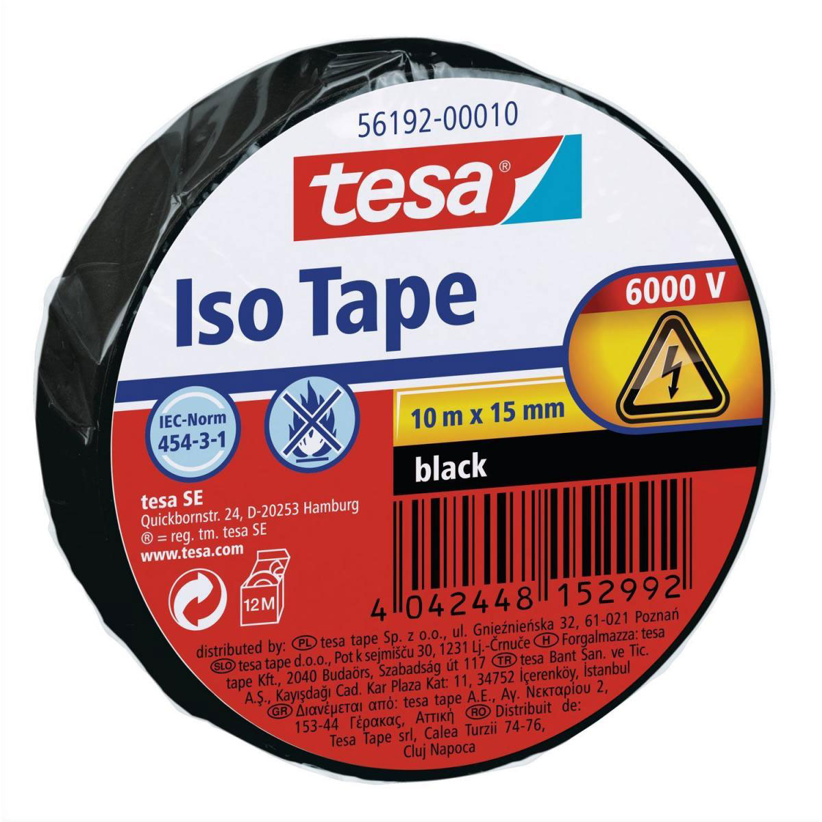 Tesa Isolierband schwarz 10 m x 15 mm Tesa Isolierband schwarz 10 m x 15 mm