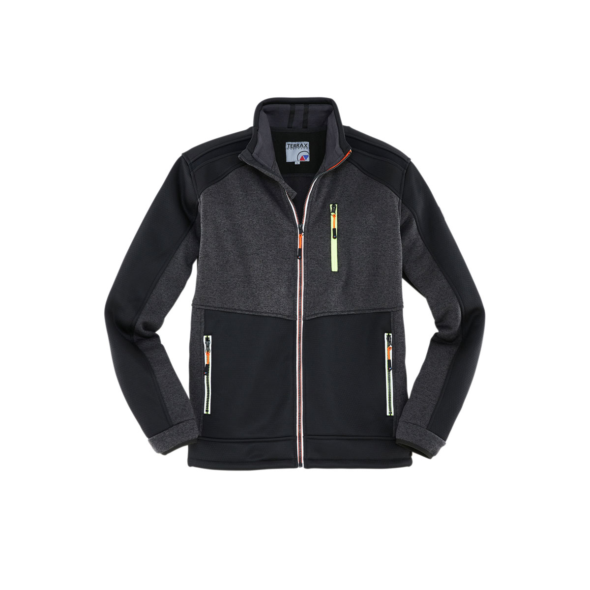 Terrax Workwear Strickfleecejacke schwarz-limette-orange Größe XL