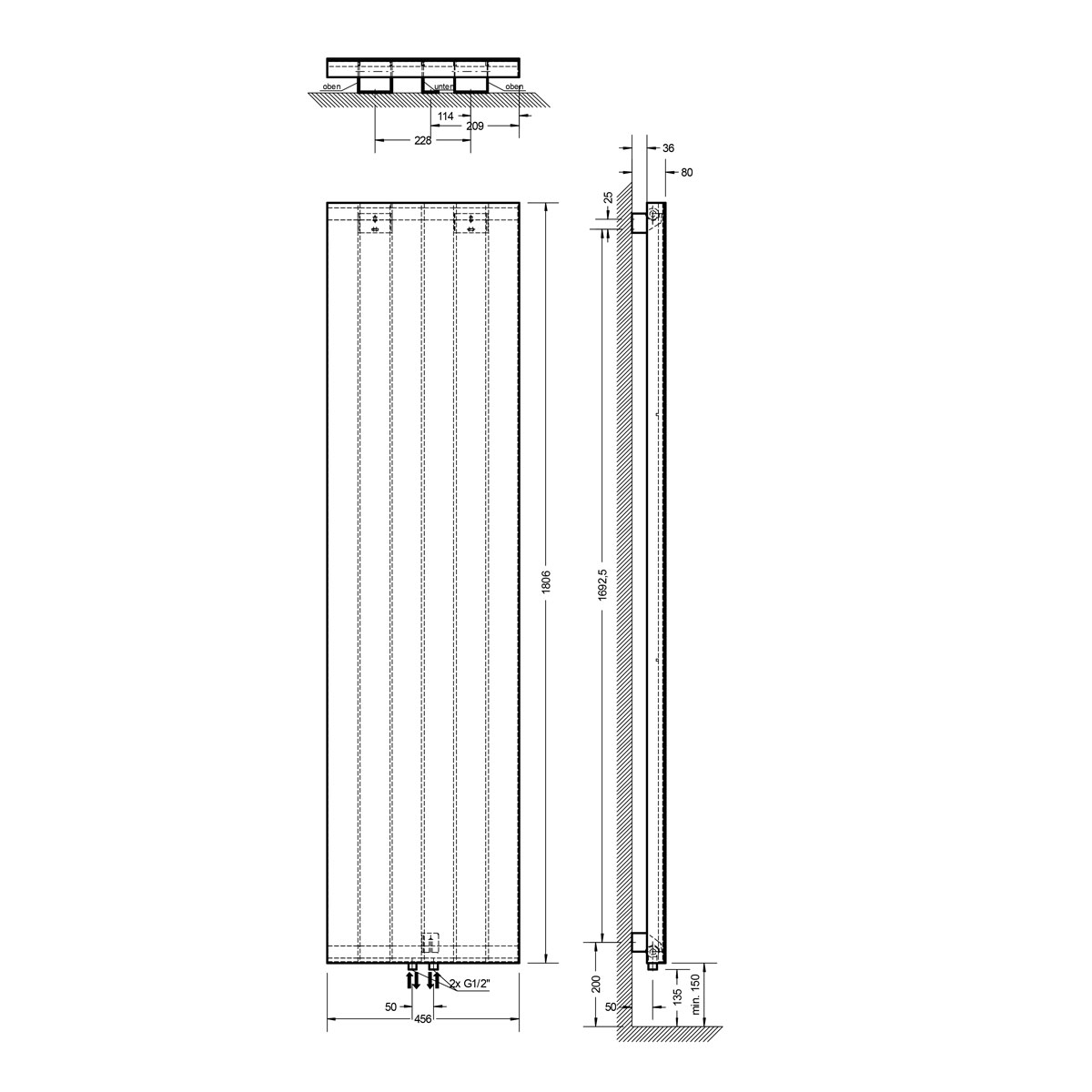 Schulte ExpressPlus DHK New York mit Spiegel alpinweiss 1806 x 456 x 80 mm 701 Watt Bild 4