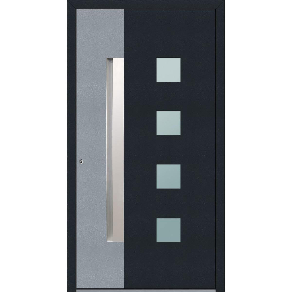 Aluminium Sicherheits-Haustür Genua Exklusiv 75 mm anthrazit-grau 100 x 210 cm Anschlag links inkl Griffleiste