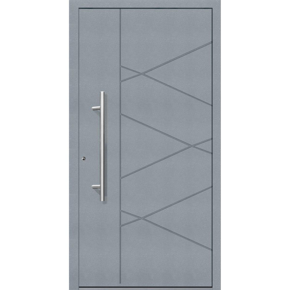 Aluminium Sicherheits-Haustür Foggia Exklusiv 75 mm grau 100 x 210 cm Anschlag links inkl Griffset