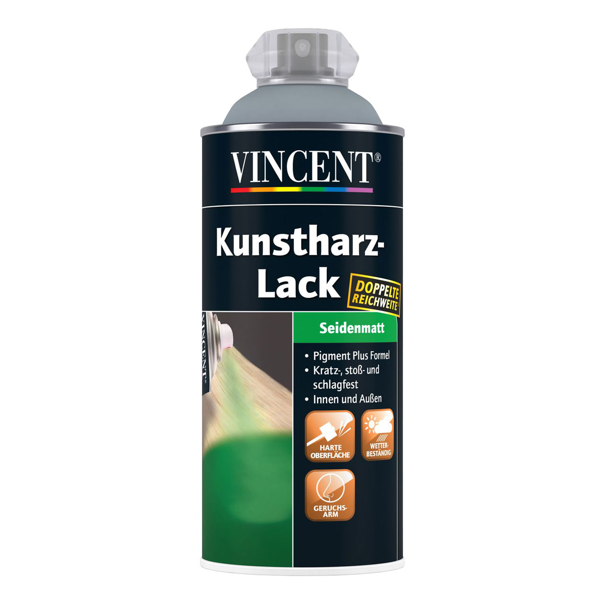Vincent Kunstharzlack Spray Silbergrau 0,4 L Seidenmatt