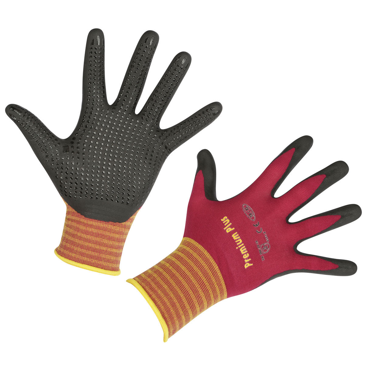 Kerbl Arbeitshandschuh Premium Plus schwarz-rot Größe 7