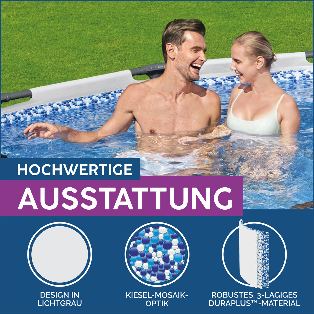 Bestway Steel Pro Max Frame-Pool-Set mit Filterpumpe Durchmesser 366 x 100 cm grau Bild 9