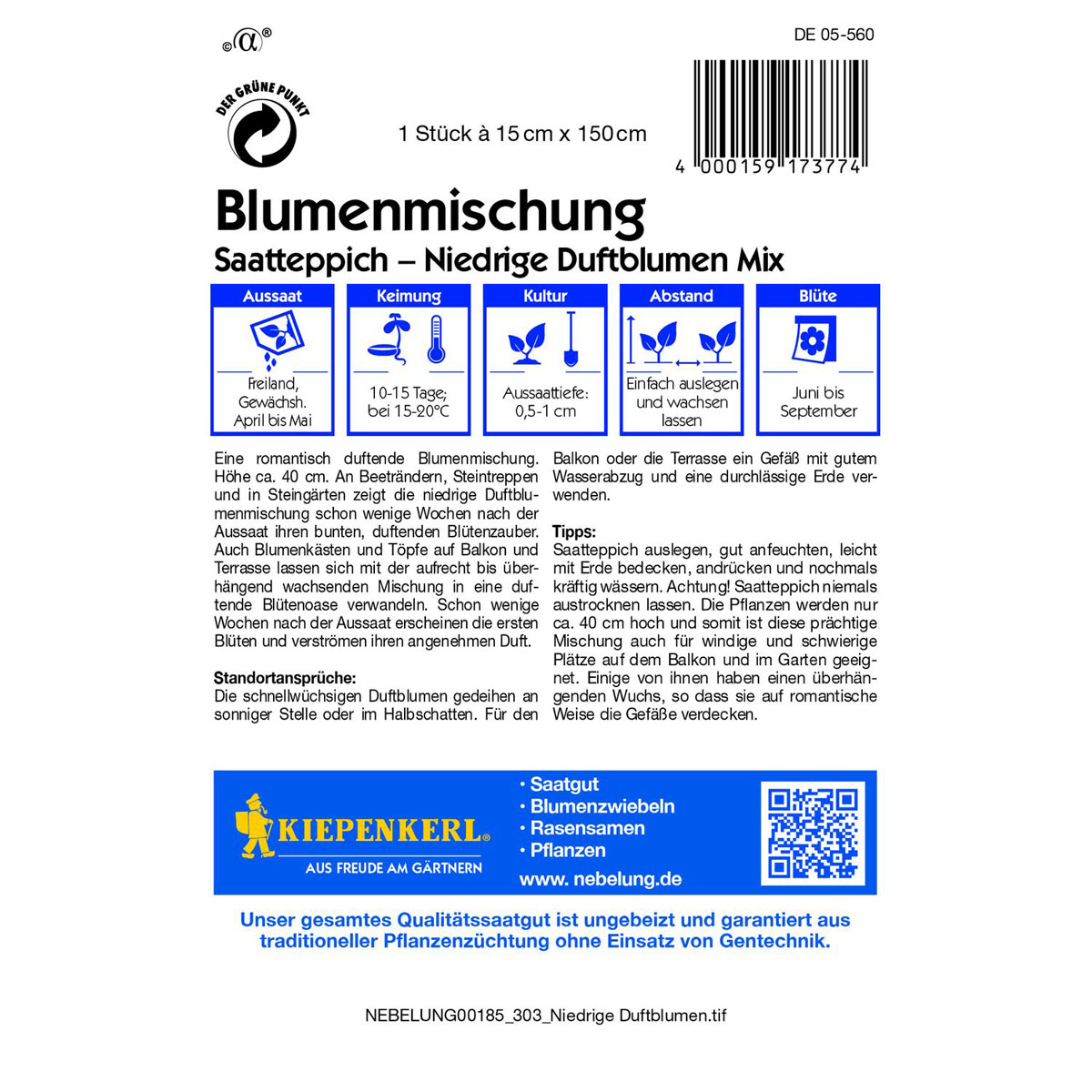 Kiepenkerl Blumenmischung Niedrige Duftblumen Saatteppich Bild 3