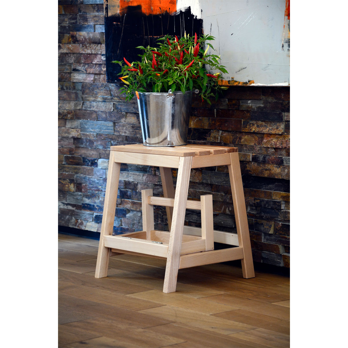 dobar Klapphocker 53/39 x 38 x 45 cm natur Bild 3