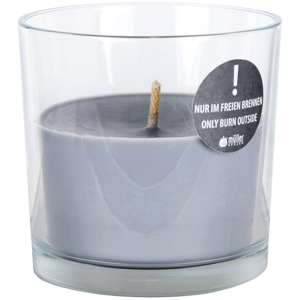 Müller-Licht Outdoor Kerzenglas 140x140mm hellgrau