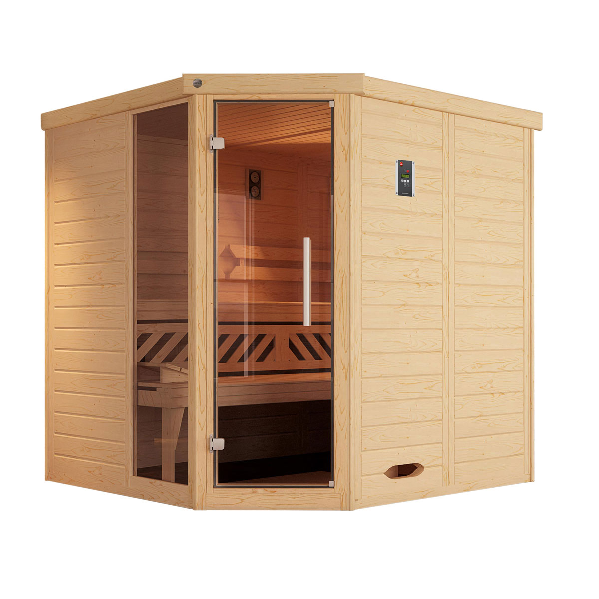 Weka  Massivholz-Elementsauna Kemi Eck Größe 2 Sparset 7,5 kW OS