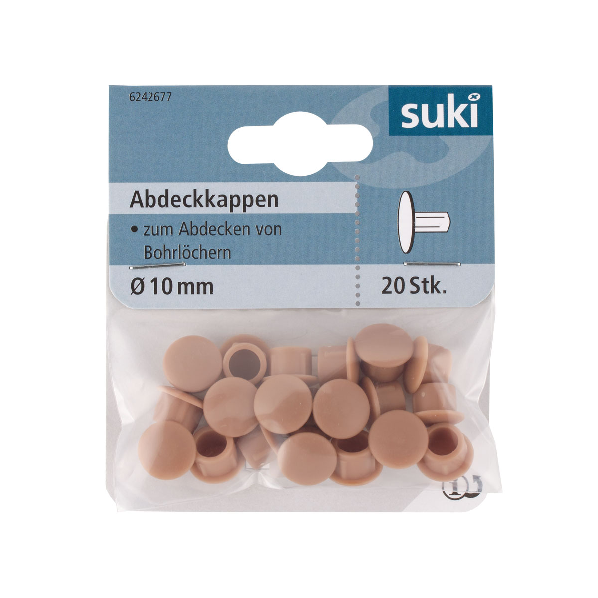 Suki Abdeckkappe Kunststoff Durchmesser 10 mm buche 20 Stück