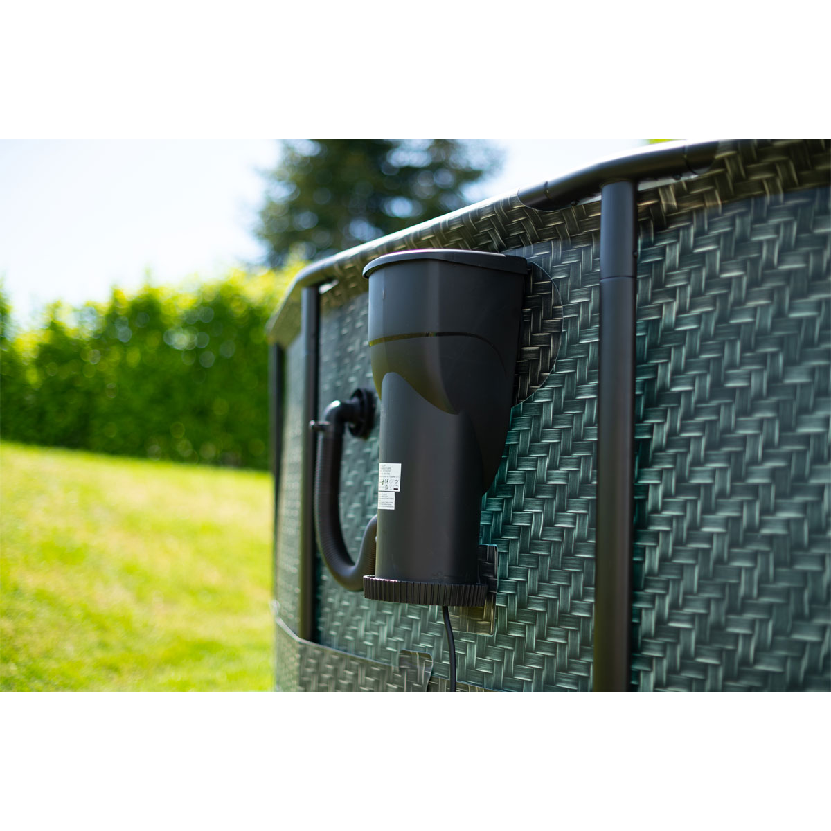 Summer Waves Elite Frame Pool 549x549x132cm Rattan Grau Bild 4