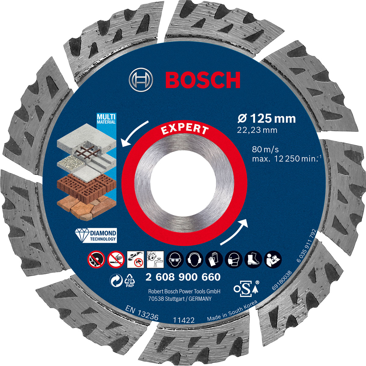 Bosch Professional Expert MultiMaterial Diamanttrennscheiben 125 x 22,23 x 2,2 x 12 mm