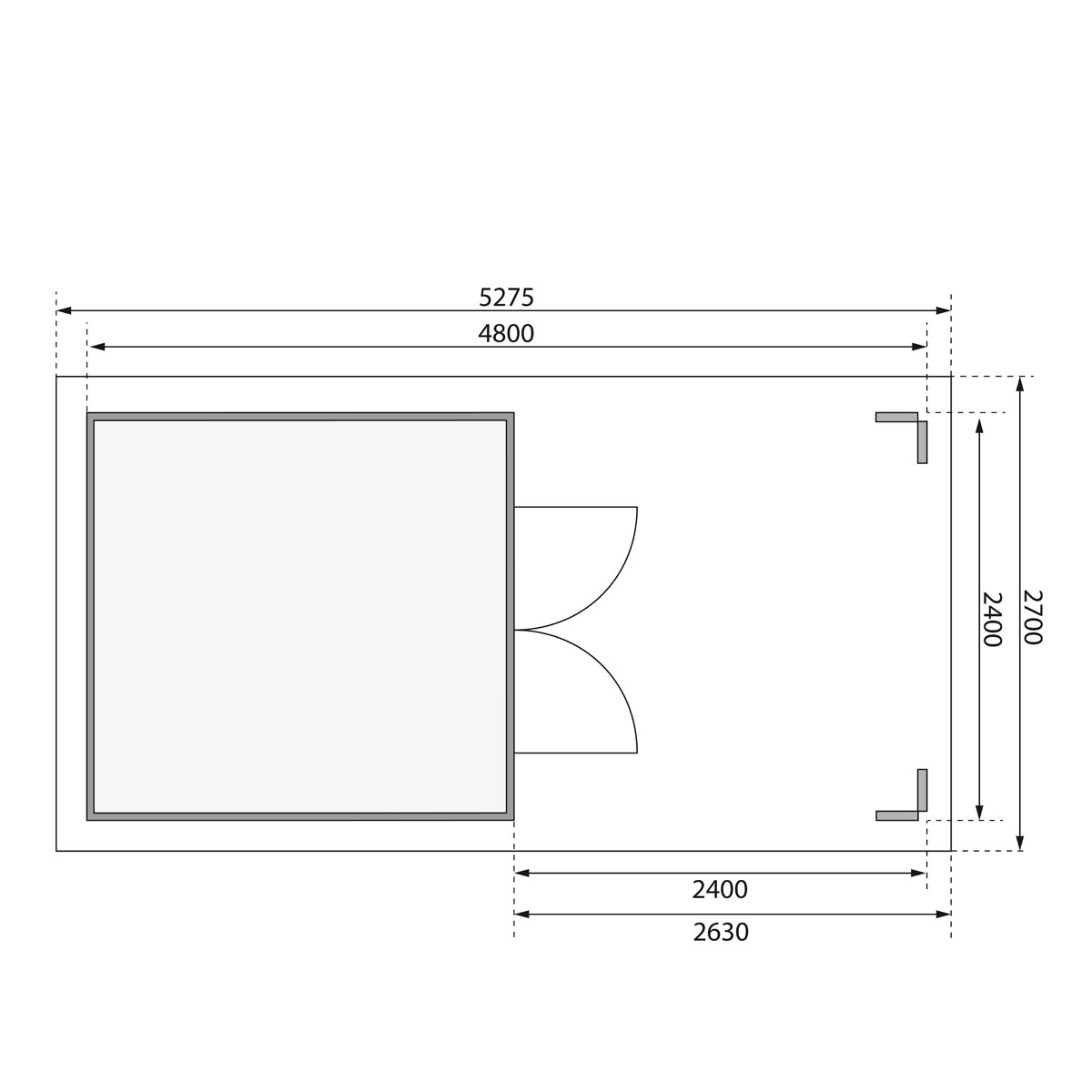 Karibu  Blockbohlenhaus Theres 3 terragrau mit Dachausbauelement Bild 8