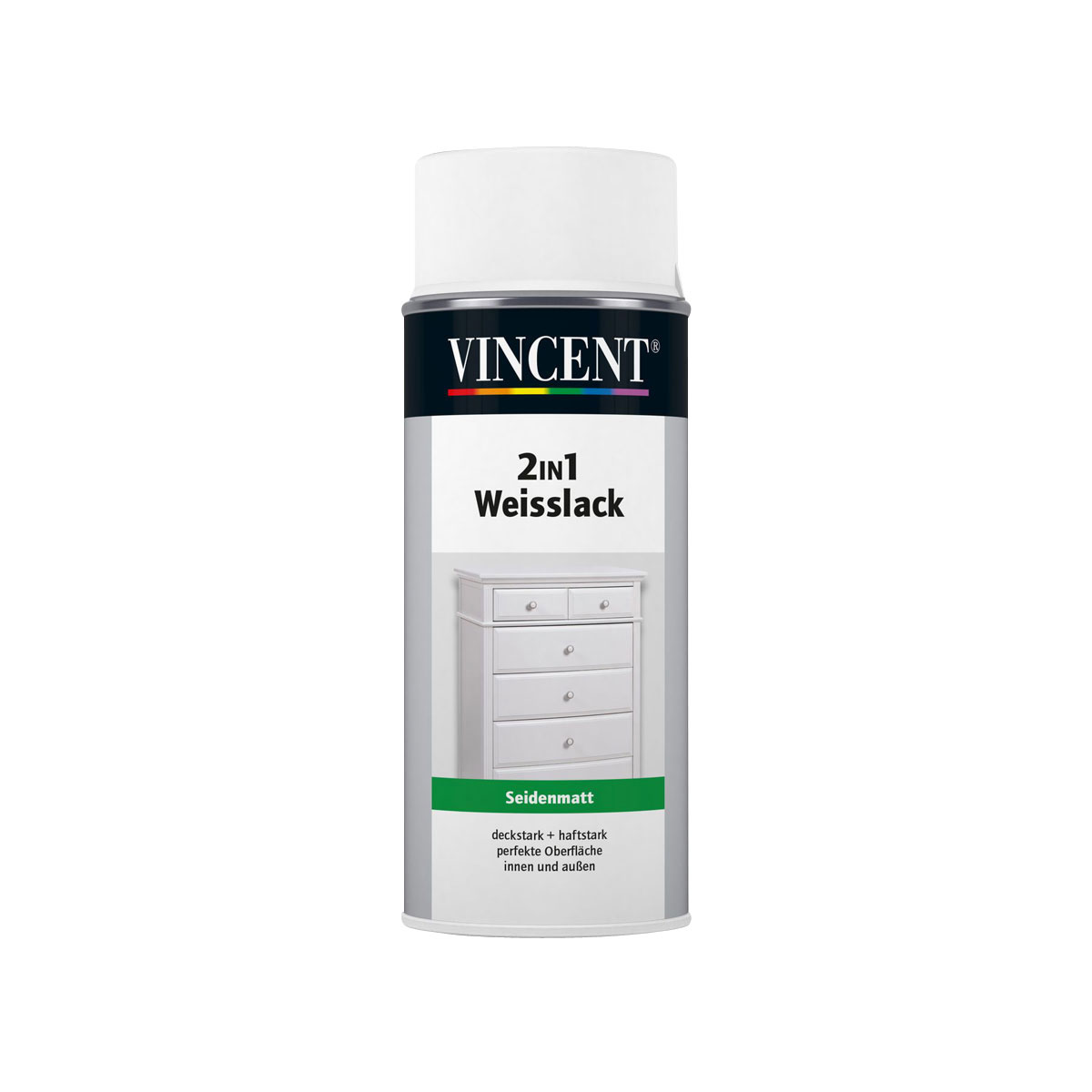 Vincent 2in1 Weißsprühlack 0,15 L Seidenmatt