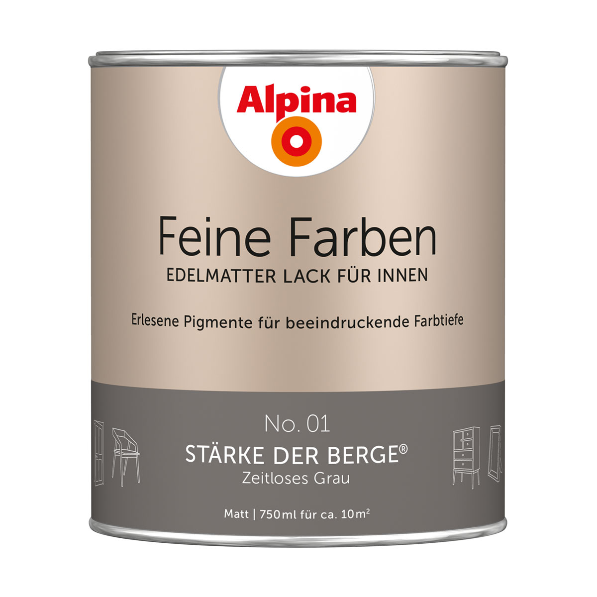 Alpina Buntlack Feine Farben Lack No 01 Stärke der Berge edelmatt 750ml