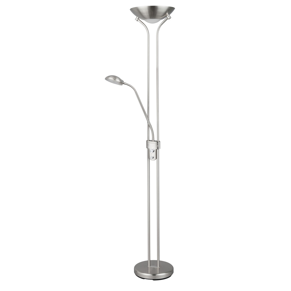 Flector LED- Deckenfluter Lagos m. Leseleuchte H180cm 20W+5W warmweiss, dimmbar, Metall