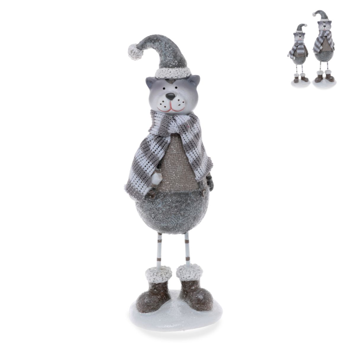 Deko-Katze mit Schal und Mütze 21,5cm