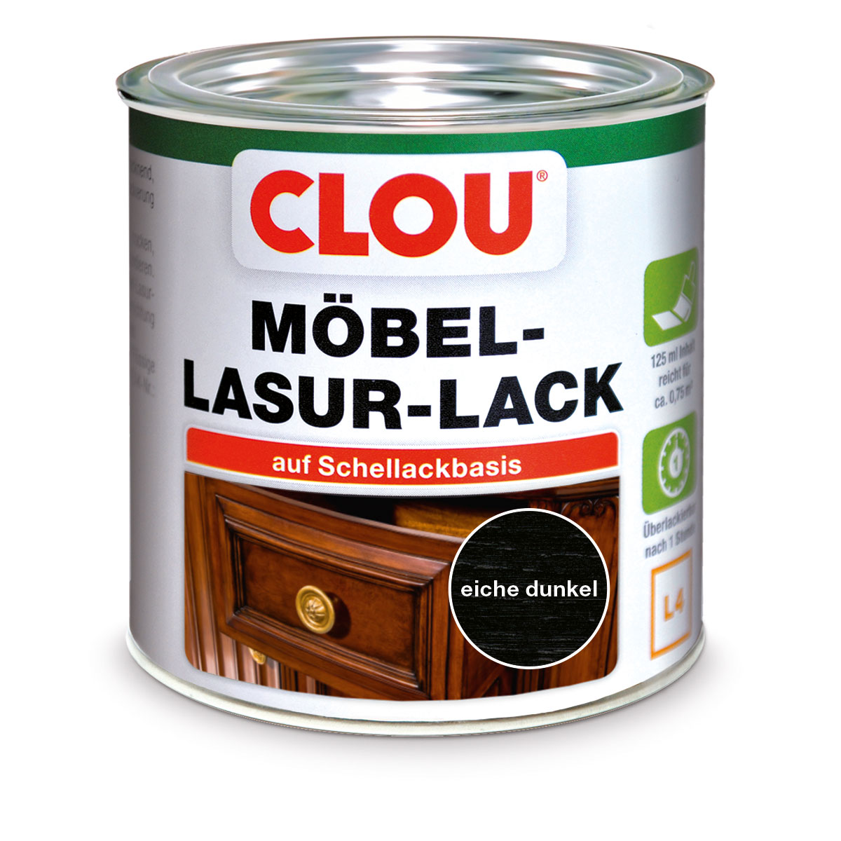 Clou Möbel-Lasur-Lack Eiche dunkel 0,125 L