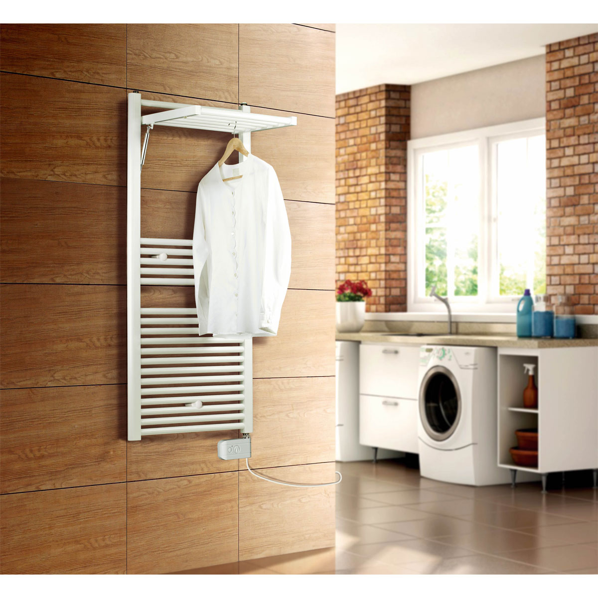 Ximax  Elektrischer Handtuchwärmer Bianca-E 1283 x 500 mm 559-609 Watt inkl Klappelement und Heizstab Weiß Bild 2