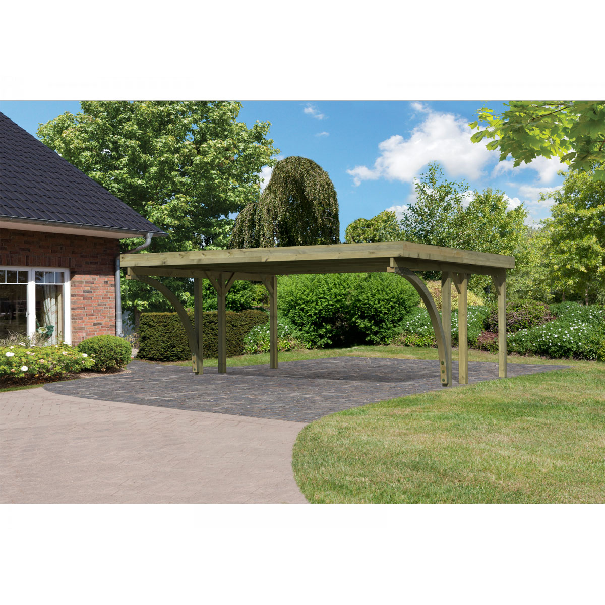 Karibu Doppelcarport Classic 1 Variante C inkl zwei Einfahrtsbögen