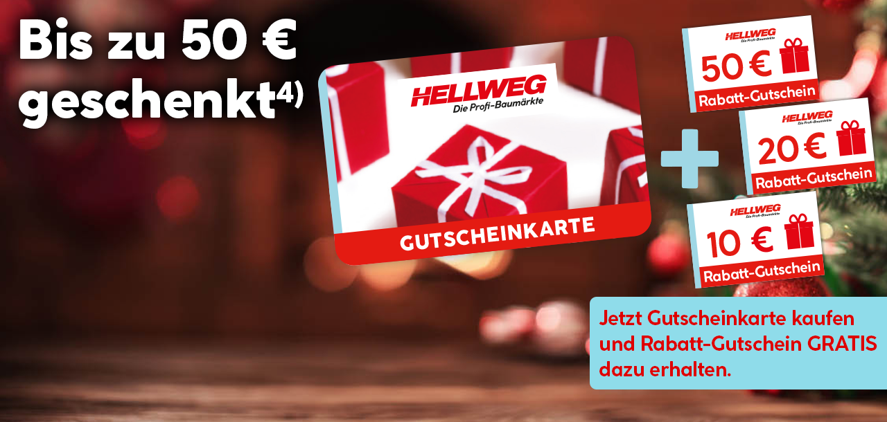 Bis zu 50 Euro geschenkt: Jetzt Gutscheinkarte kaufen und Rabatt-Gutschein GRATIS dazu erhalten. 