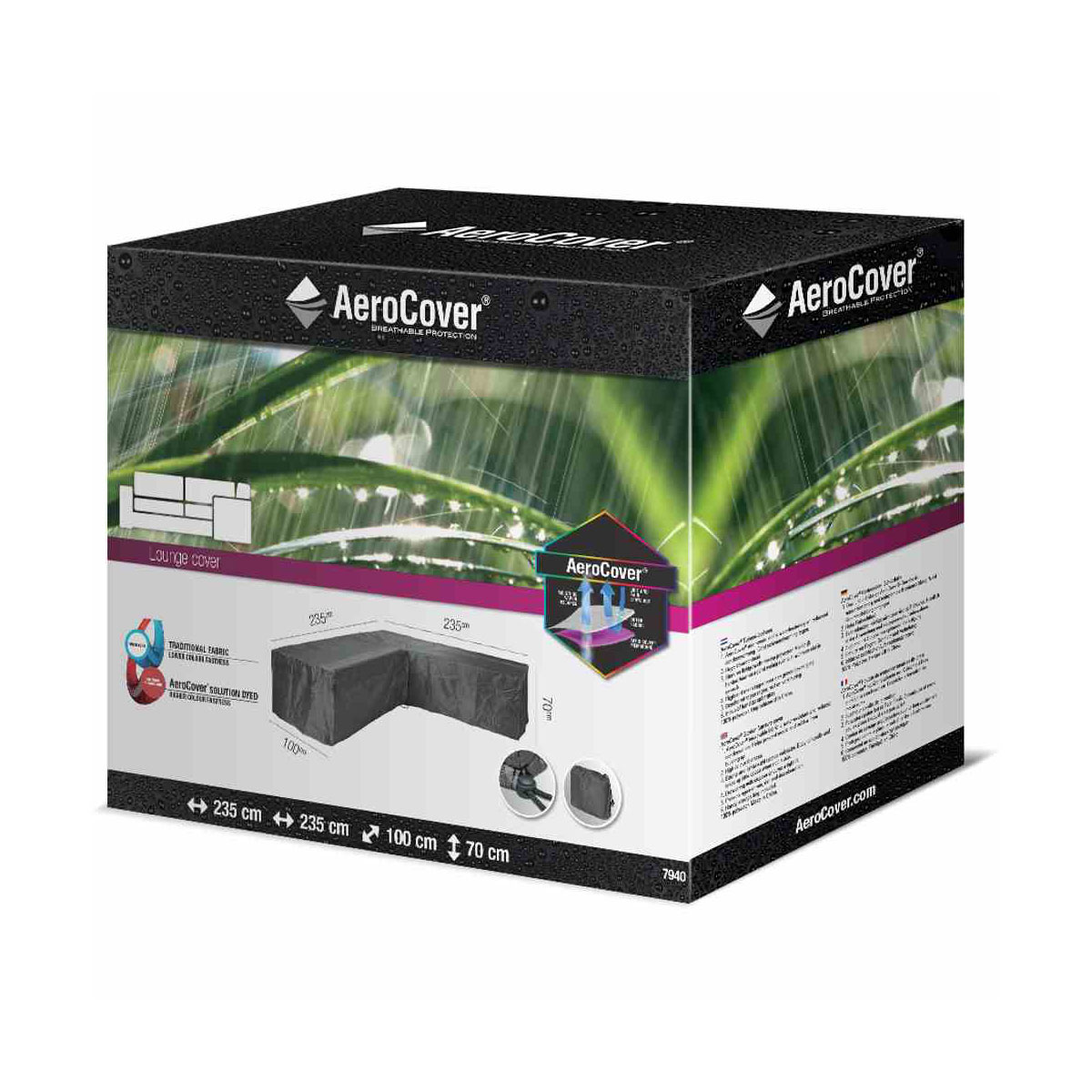 AeroCover Schutzhülle für L-förmige Lounge-Sets 235 x 235 x 100 x 70 cm anthrazit