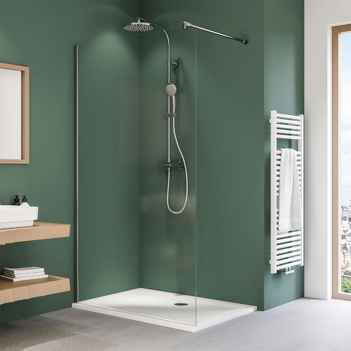 Breuer QUICK72 Duschwand Entra alleinstehend Alu chromeffekt Klarglas 1400 mm