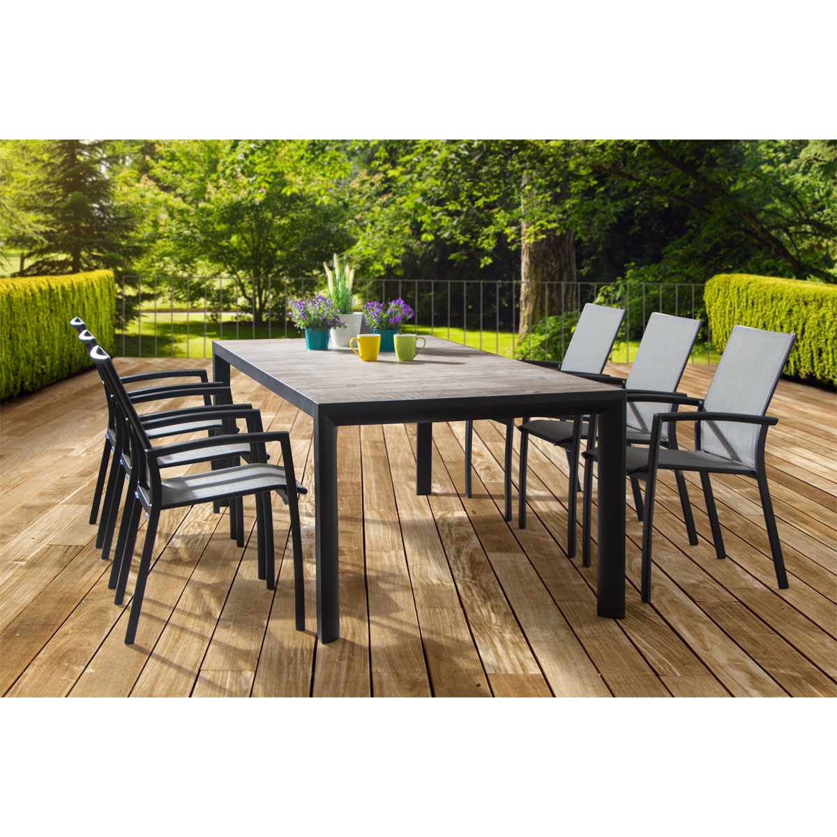 Siena Garden Dining Tisch Silva 180 x 100 x 74 cm matt anthrazit/washed grey Bild 6