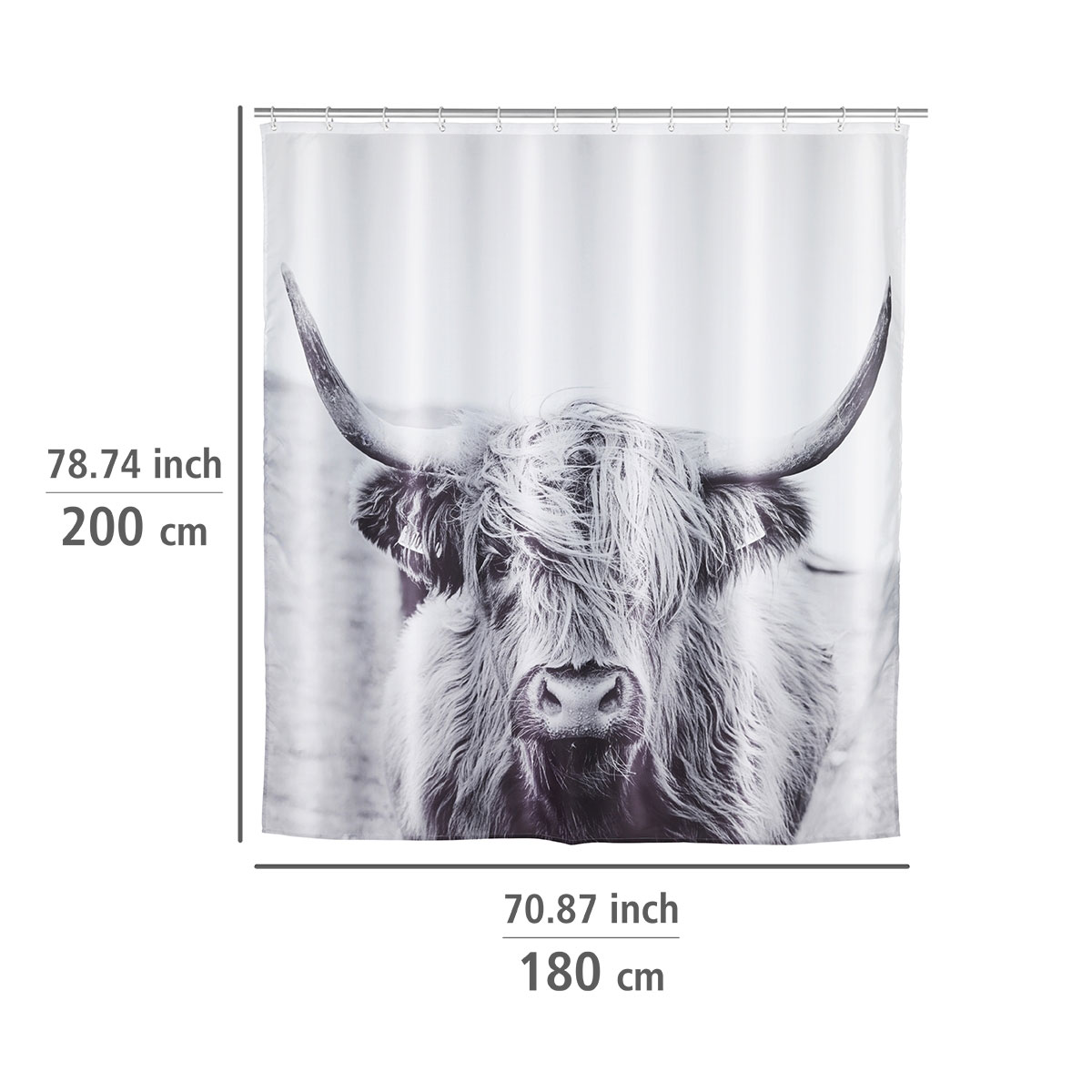 Wenko  Duschvorhang Yak Textil Polyester 180 x 200 cm waschbar Bild 5