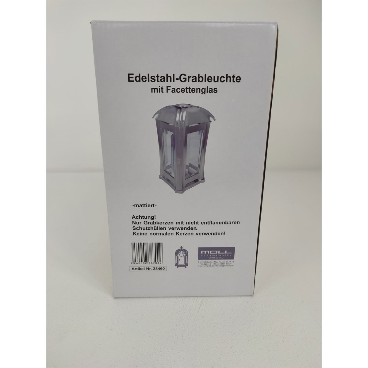 Grablampe Edelstahl mit Facettenglas matt Bild 3