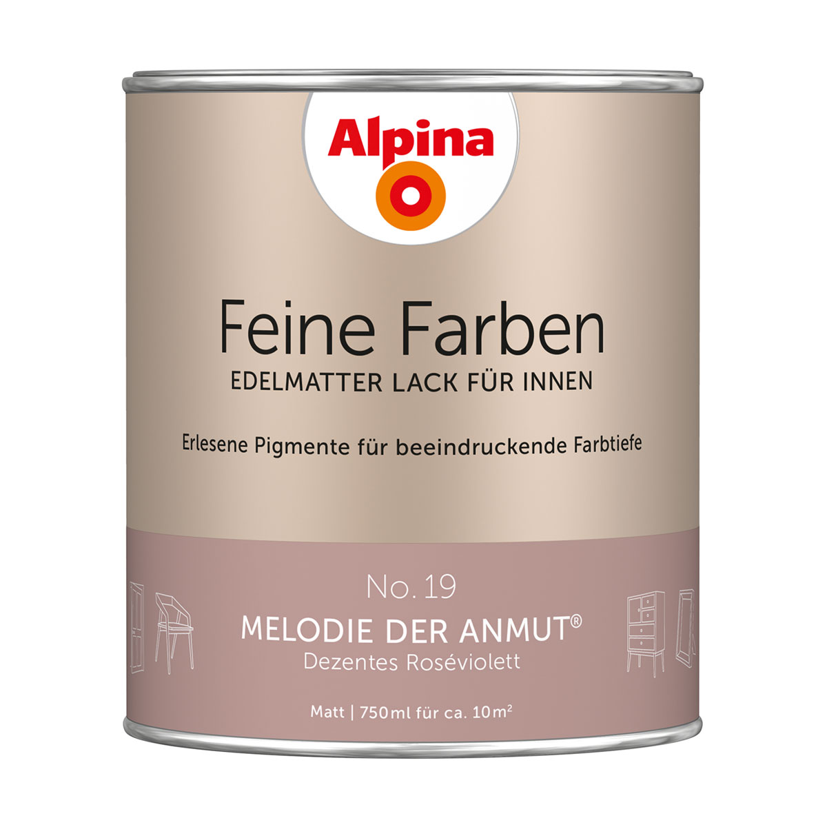 Alpina Buntlack Feine Farben Lack No 19 Melodie der Anmut edelmatt 750ml