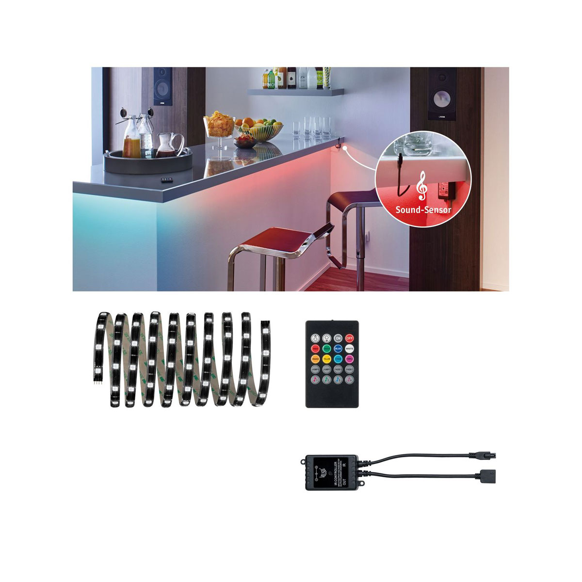 Paulmann YourLED Comfort Set Lights and Sound 3m RGB schwarz