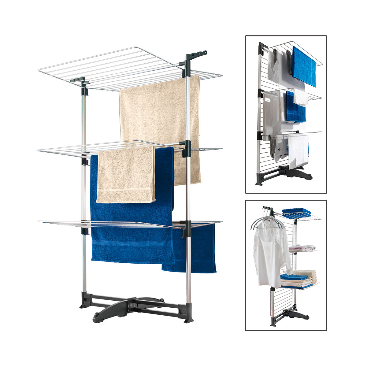 Metaltex Turm-Wäschetrockner Ciclone Vario 78 x 137 x 68 cm silber Bild 1