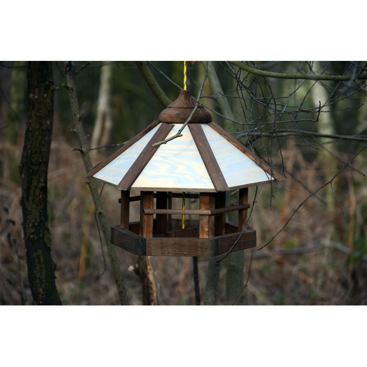 Vogelfutterhaus Camouflage zum Aufhängen 35 x 35 x 29 cm Kiefer Dunkelbraun Bild 3