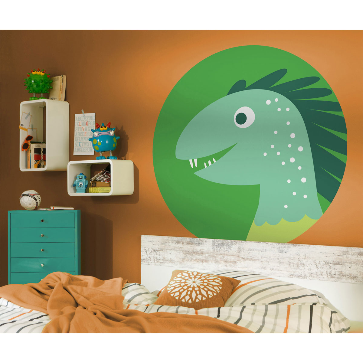 Komar Selbstklebende Vlies Fototapete rund Little Dino Velo Durchmesser 125 cm