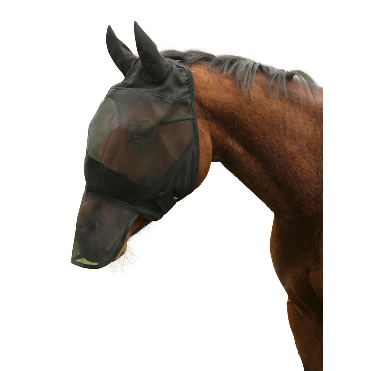 Fliegenschutzmaske Pony schwarz mit Fleecepolsterung Bild 2