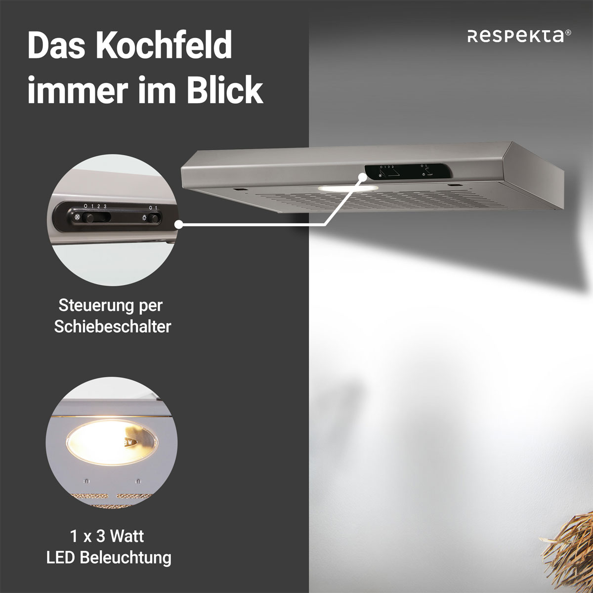 Respekta Suna Unterbauhaube DH640IXL 60 cm Edelstahl Bild 11