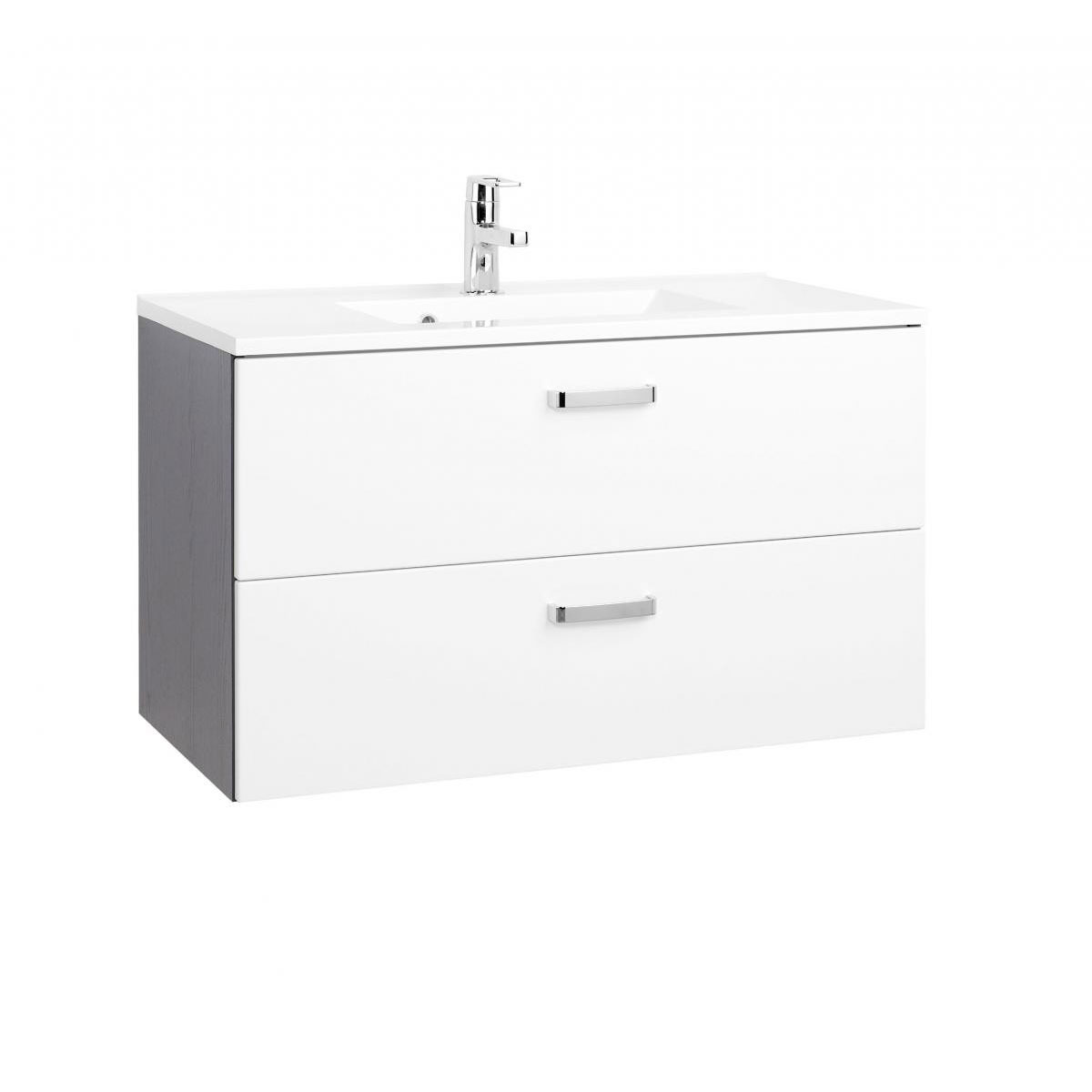 HELD Waschtisch 90 graphitgrau-weiß Hochglanz 2 Auszüge