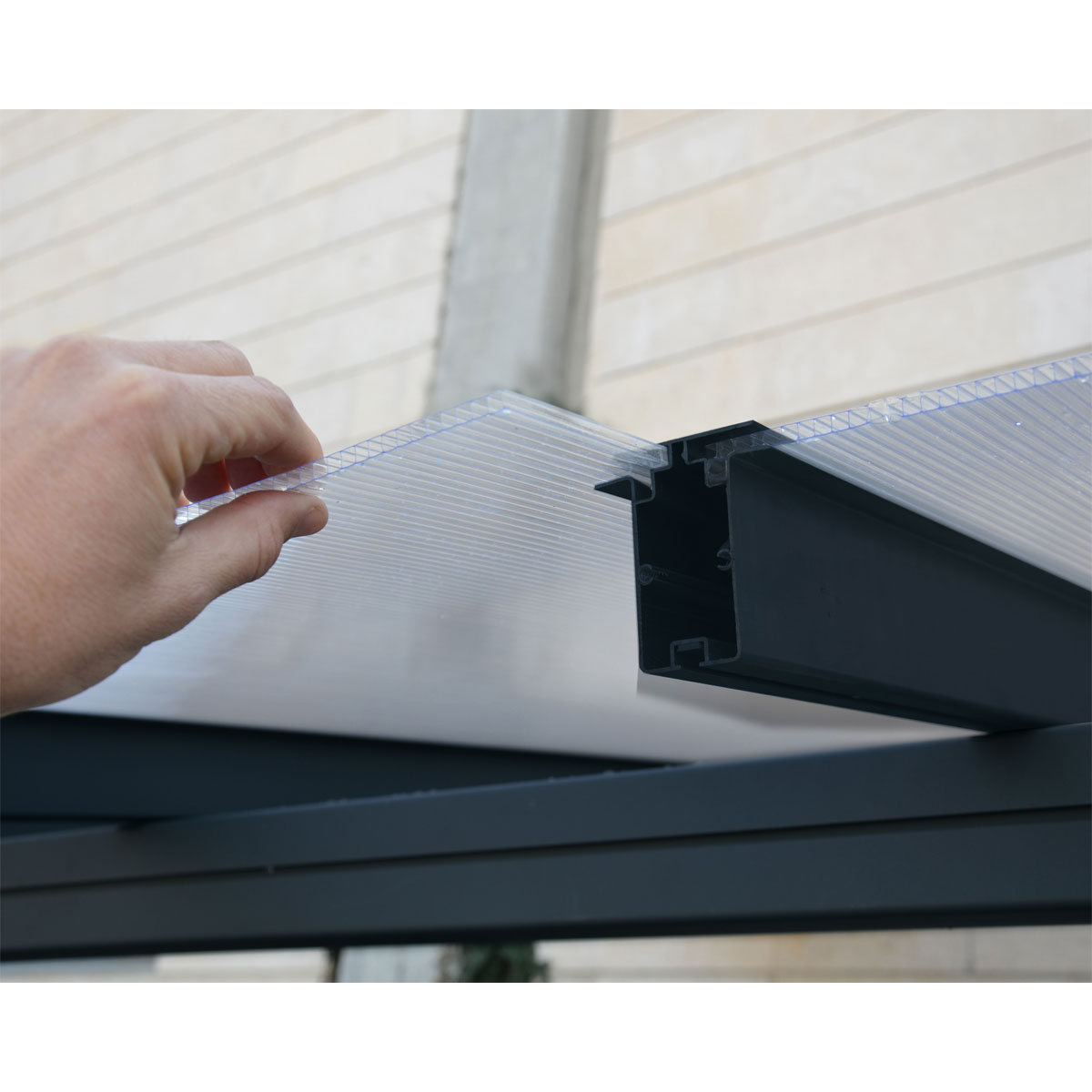 Palram Canopia Sierra Alu Terrassenüberdachung Polycarbonat 3x9,8 m grau Bild 2