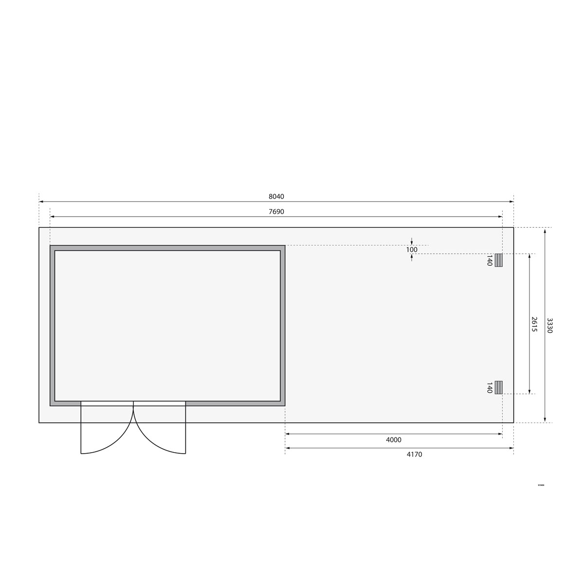 Karibu BBH Bastrup 8 Set mit Anbaudach naturbelassen Bild 8