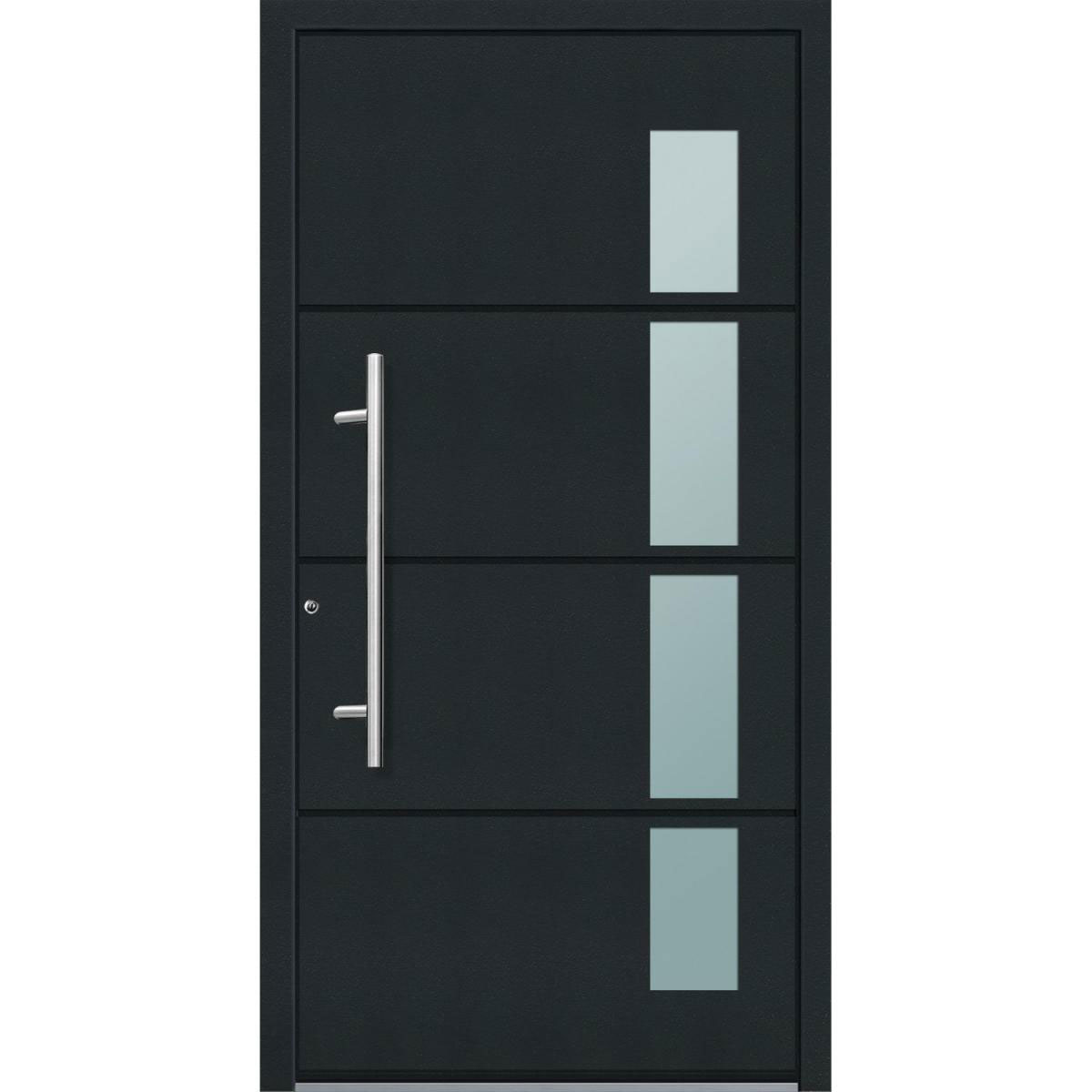 Aluminium Sicherheits-Haustür Prato Superior 60 mm anthrazit 110 x 210 cm Anschlag links inkl Griffset