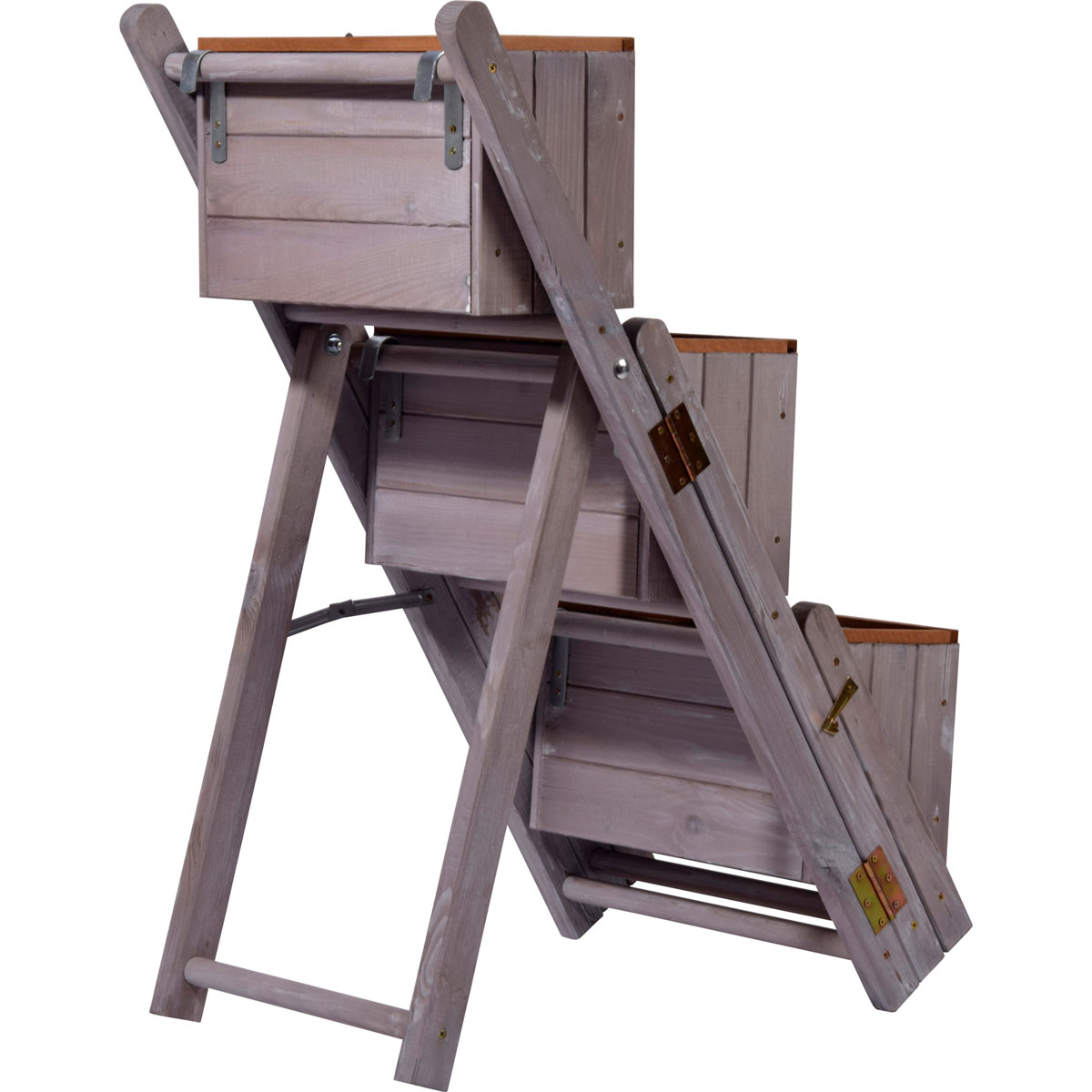 dobar Pflanztreppe ausklappbar 41 x 85 x 55 cm grau Kiefer grau Bild 10