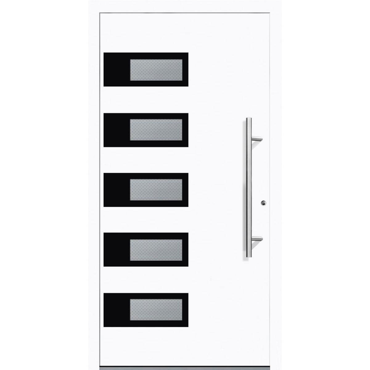 Aluminium Sicherheits-Haustür Siena Exklusiv 75 mm weiß 100 x 210 cm Anschlag rechts inkl Griffset