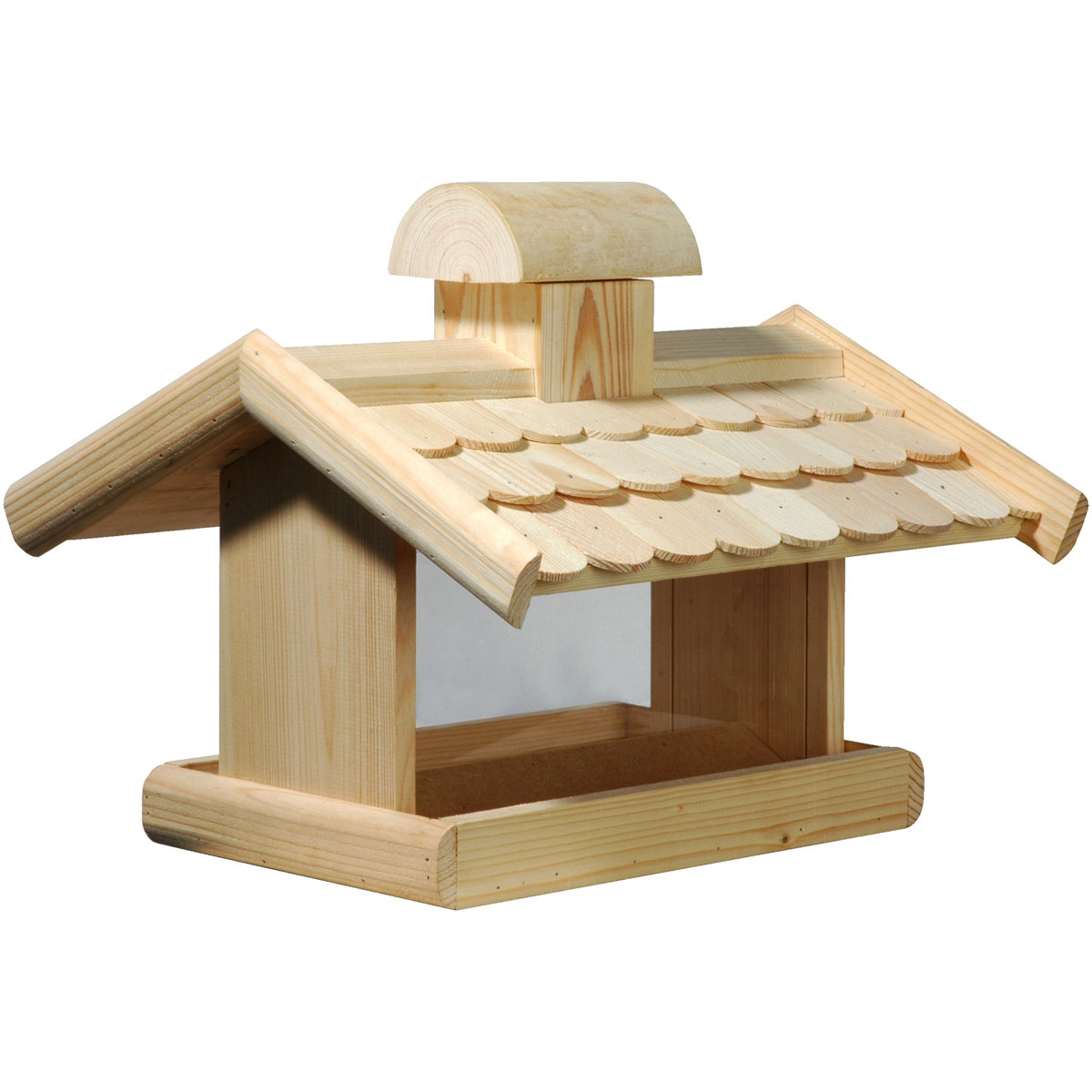 dobar Klassisches Vogelfutterhaus 38 x 38 x 30 cm zum Aufstellen Kiefer Natur