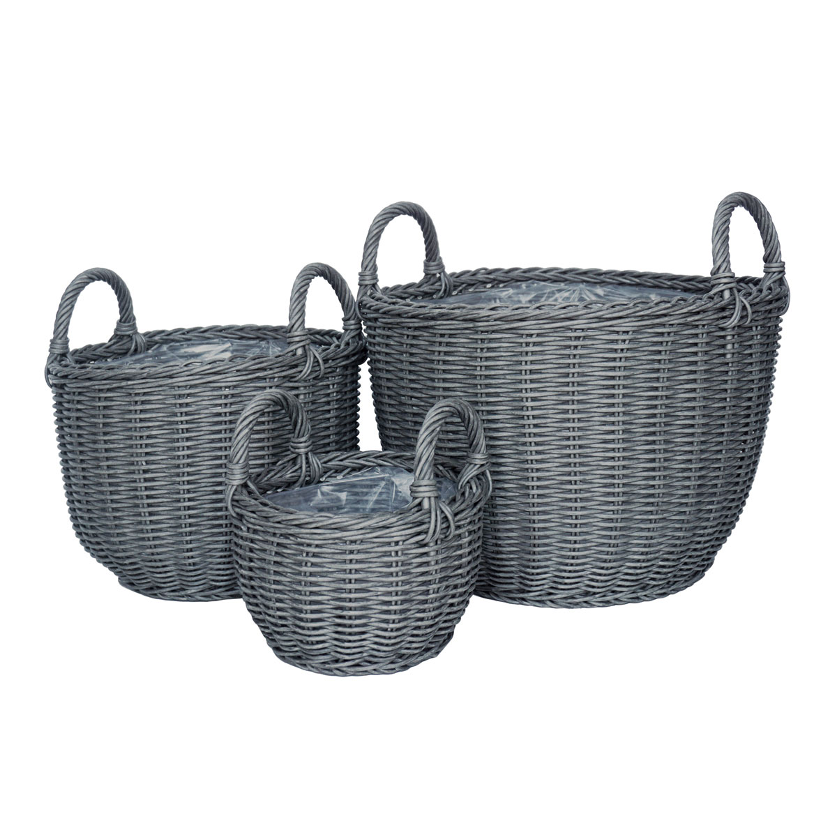 Haveson Pflanzkorb Salix M Durchmesser 31 x 32 cm dunklegrau Bild 1