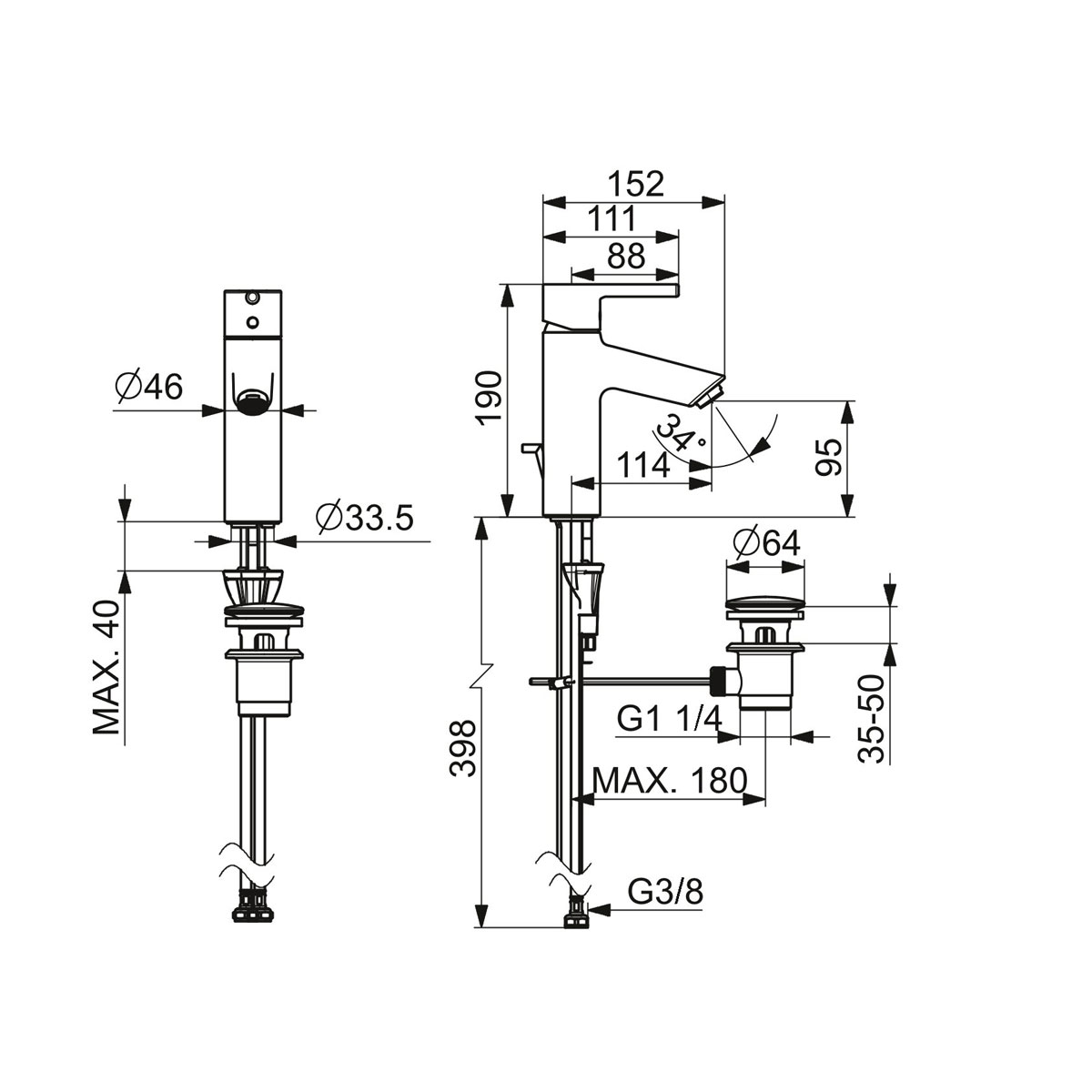 Hansa Waschtischarmatur „Vantis XL“ Chrom inkl. Excentergarnitur u. Befestigung Bild 3