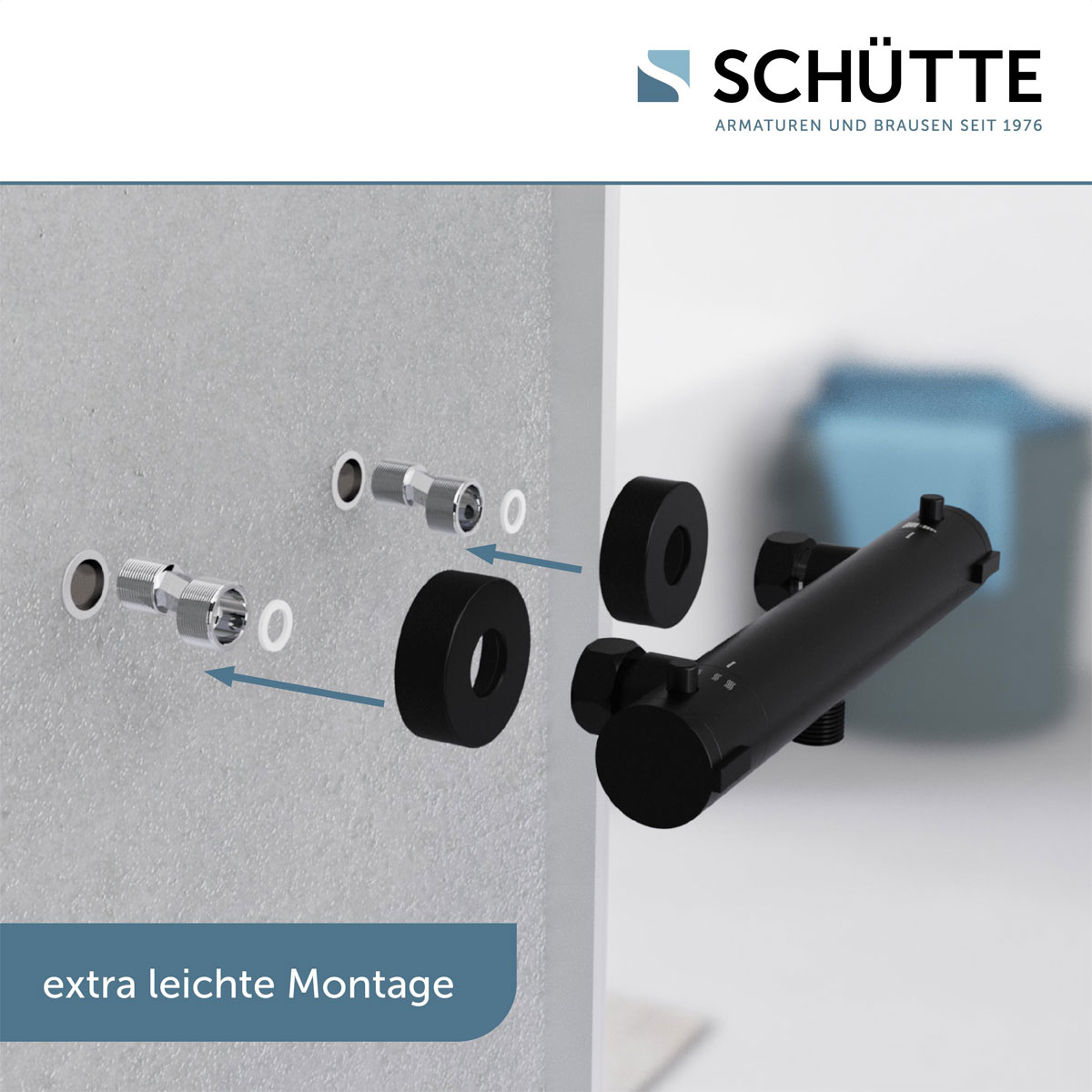 Schütte Thermostat Duscharmatur London Schwarz matt Bild 2