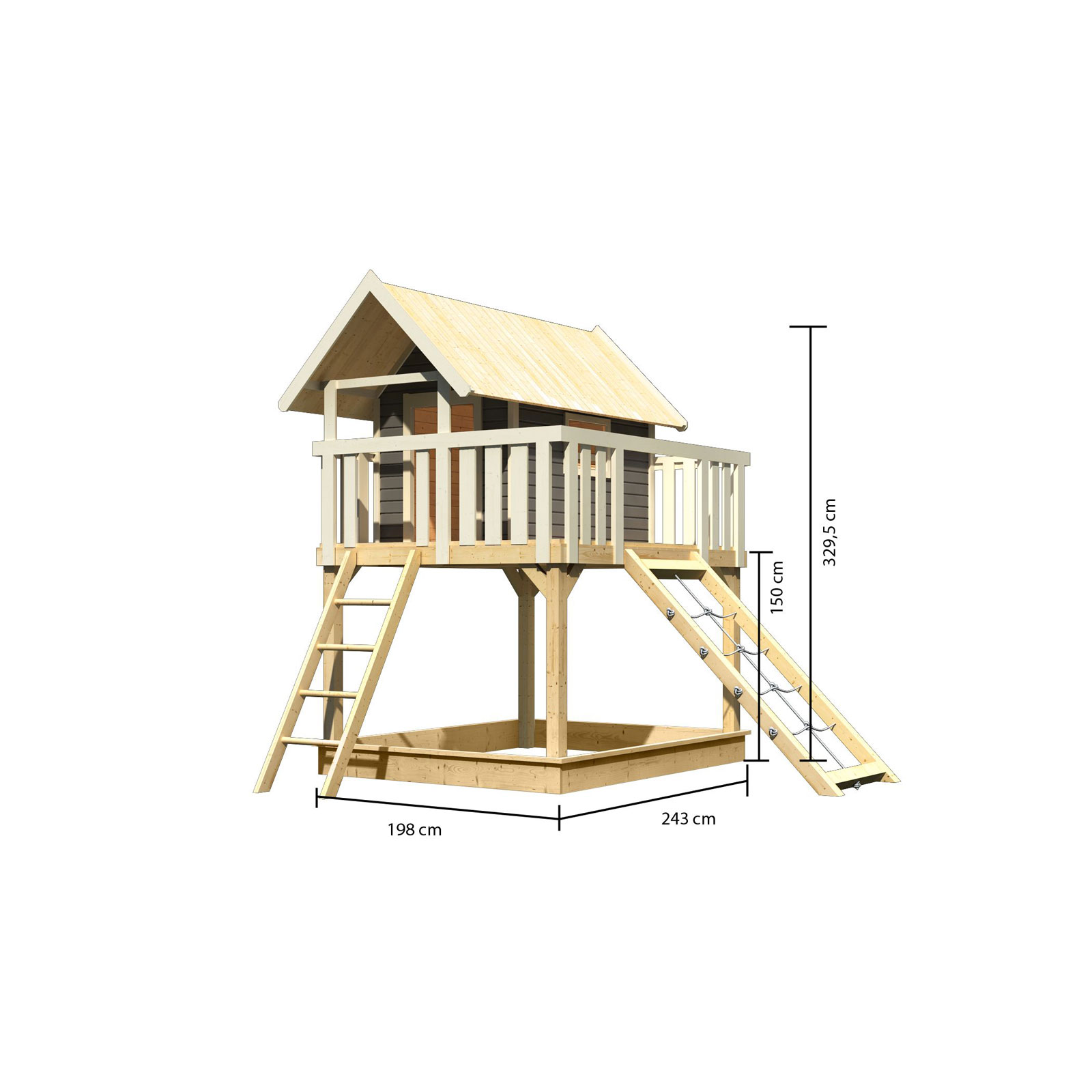 Karibu Fidel und Netzrampe terragrau ohne Rutsche Bild 2
