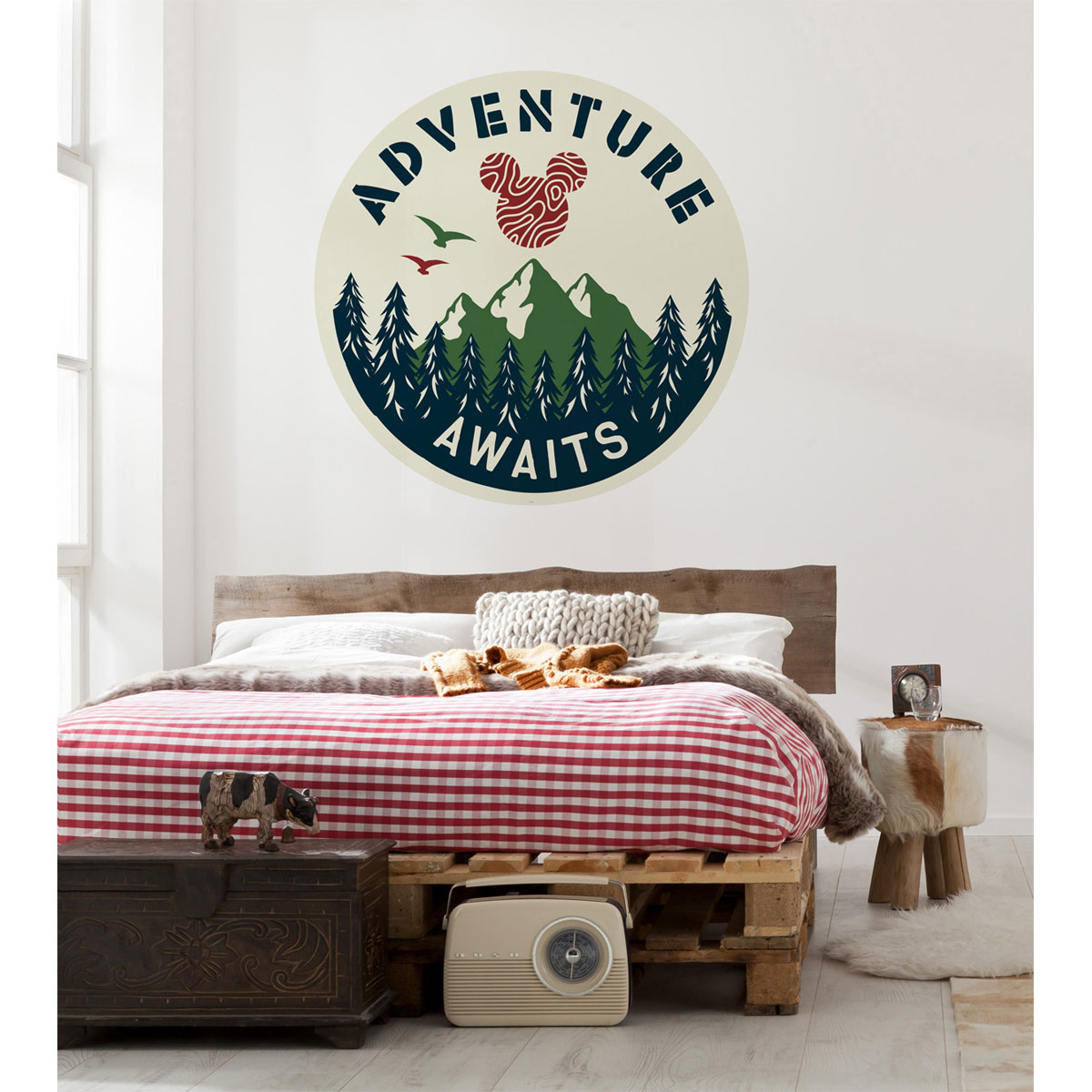 Komar Selbstklebende Vlies Fototapete rund Mickey Adventure Durchmesser 125 cm